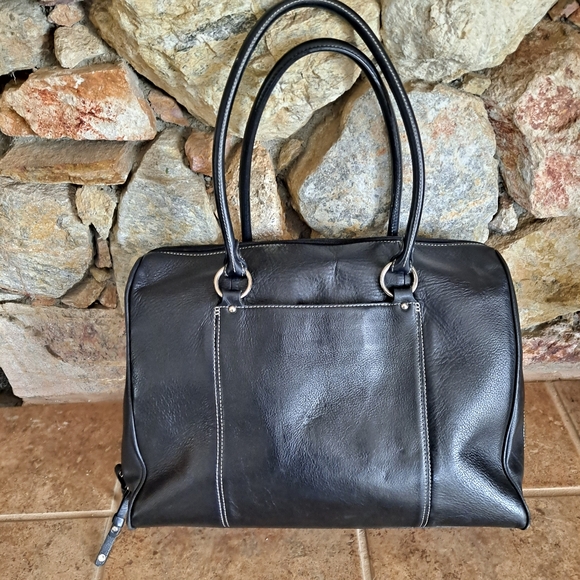 Franklin Covey Black Leather Laptop Briefcase Purse Bag - Picture 2 of 8